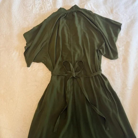 MAWLANA Wrap Style Long Dress Dark Olive Green - Picture 7 of 10